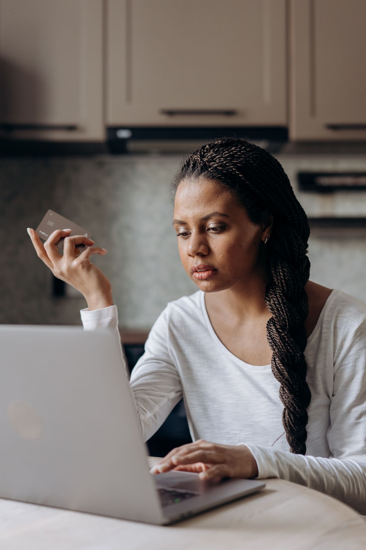 Person completing an online banking task